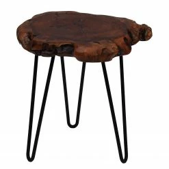 Kayoom Bout de canapé Woody III - Dattier massif / métal - Naturel / Noir