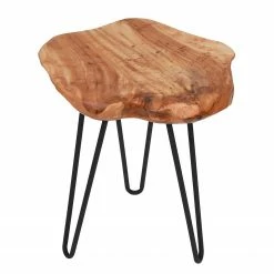 Kayoom Bout de canapé Woody II - Cèdre massif / Métal - Naturel / Noir