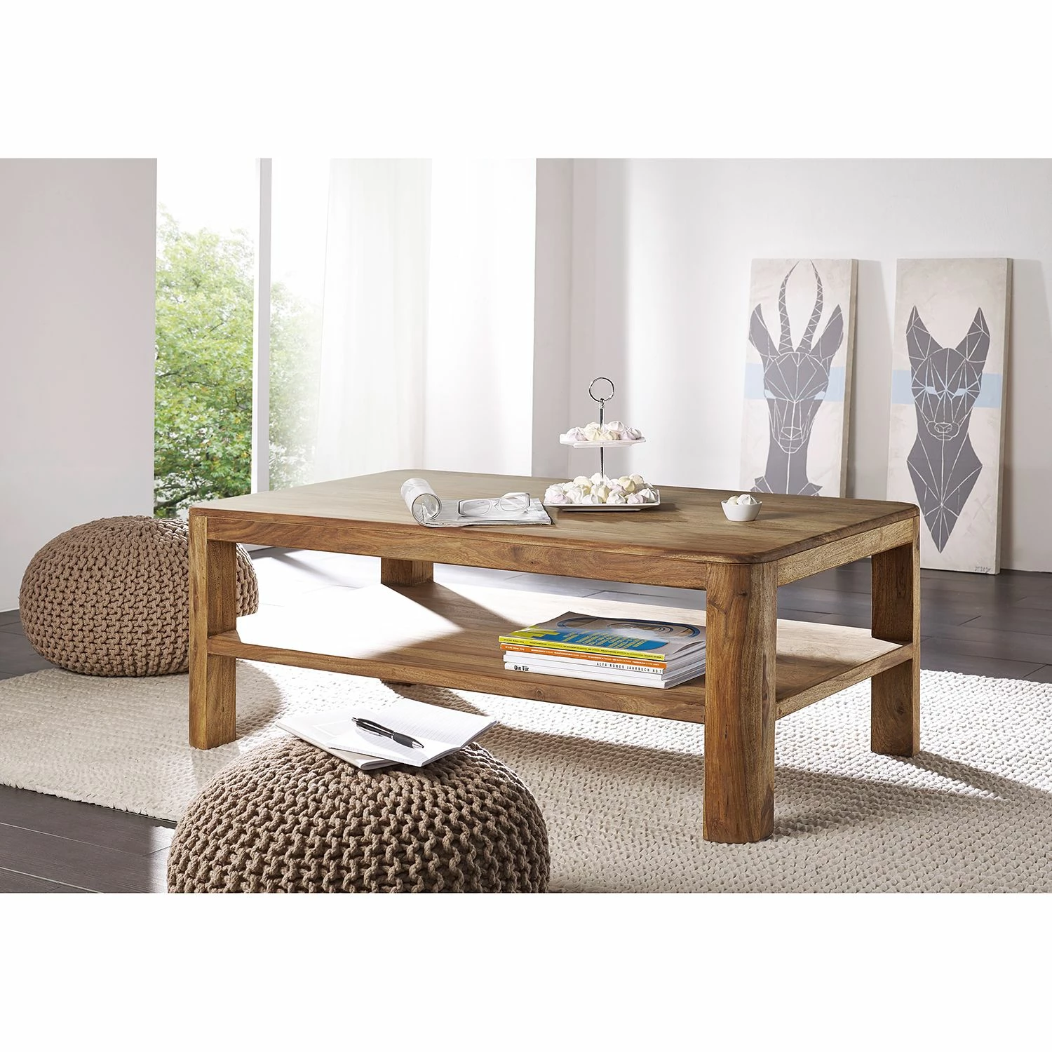 Naturoo Table basse Gaspar - Sheesham massif - Largeur : 118 cm 4 Naturoo Table basse Gaspar - Sheesham massif - Largeur : 118 cm – Image 2