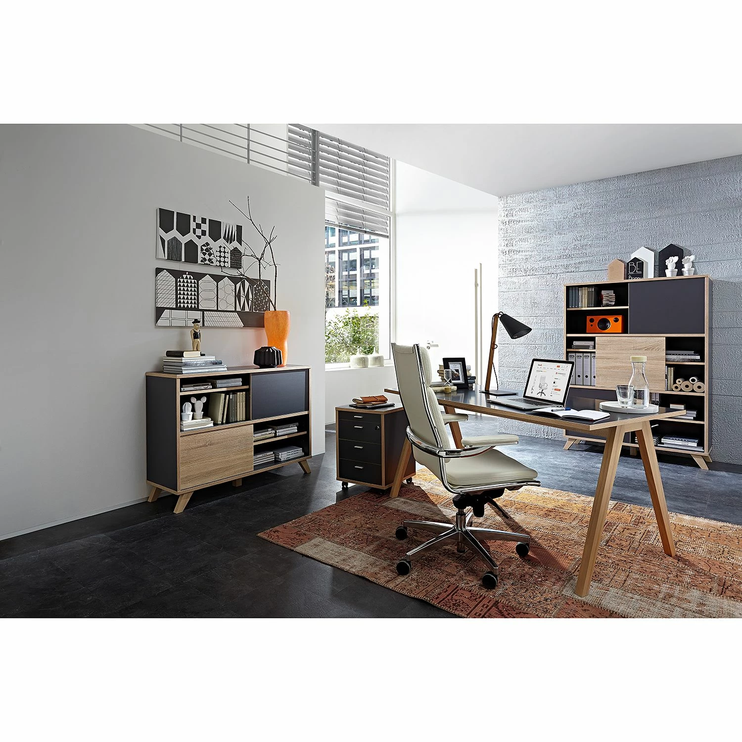 Germania Buffet Svene - Anthracite / Imitation chêne de Sonoma - Largeur : 120 cm 5 Germania Buffet Svene - Anthracite / Imitation chêne de Sonoma - Largeur : 120 cm – Image 3