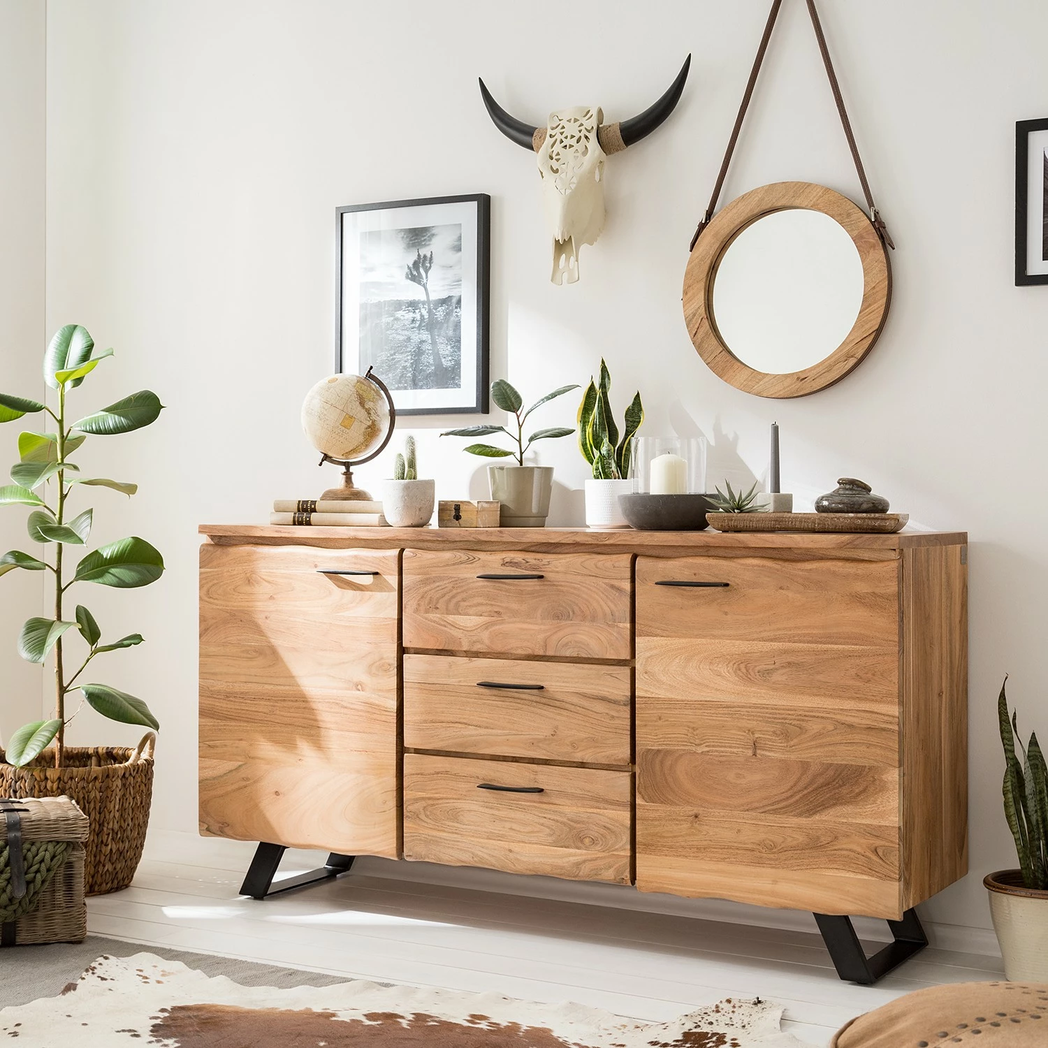 Ars Natura Buffet Vardo - Acacia massif / Métal - Acacia / Noir 4 Ars Natura Buffet Vardo - Acacia massif / Métal - Acacia / Noir – Image 2