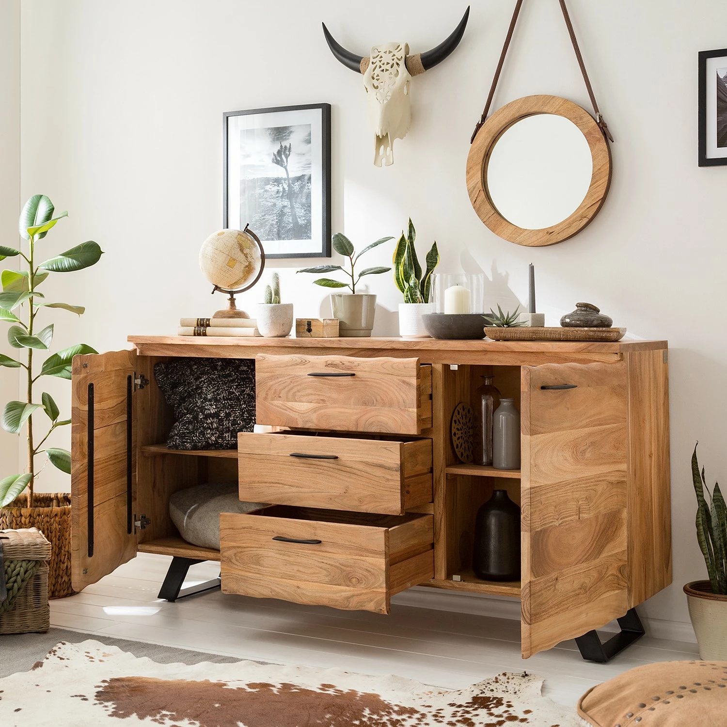 Ars Natura Buffet Vardo - Acacia massif / Métal - Acacia / Noir 6 Ars Natura Buffet Vardo - Acacia massif / Métal - Acacia / Noir – Image 4