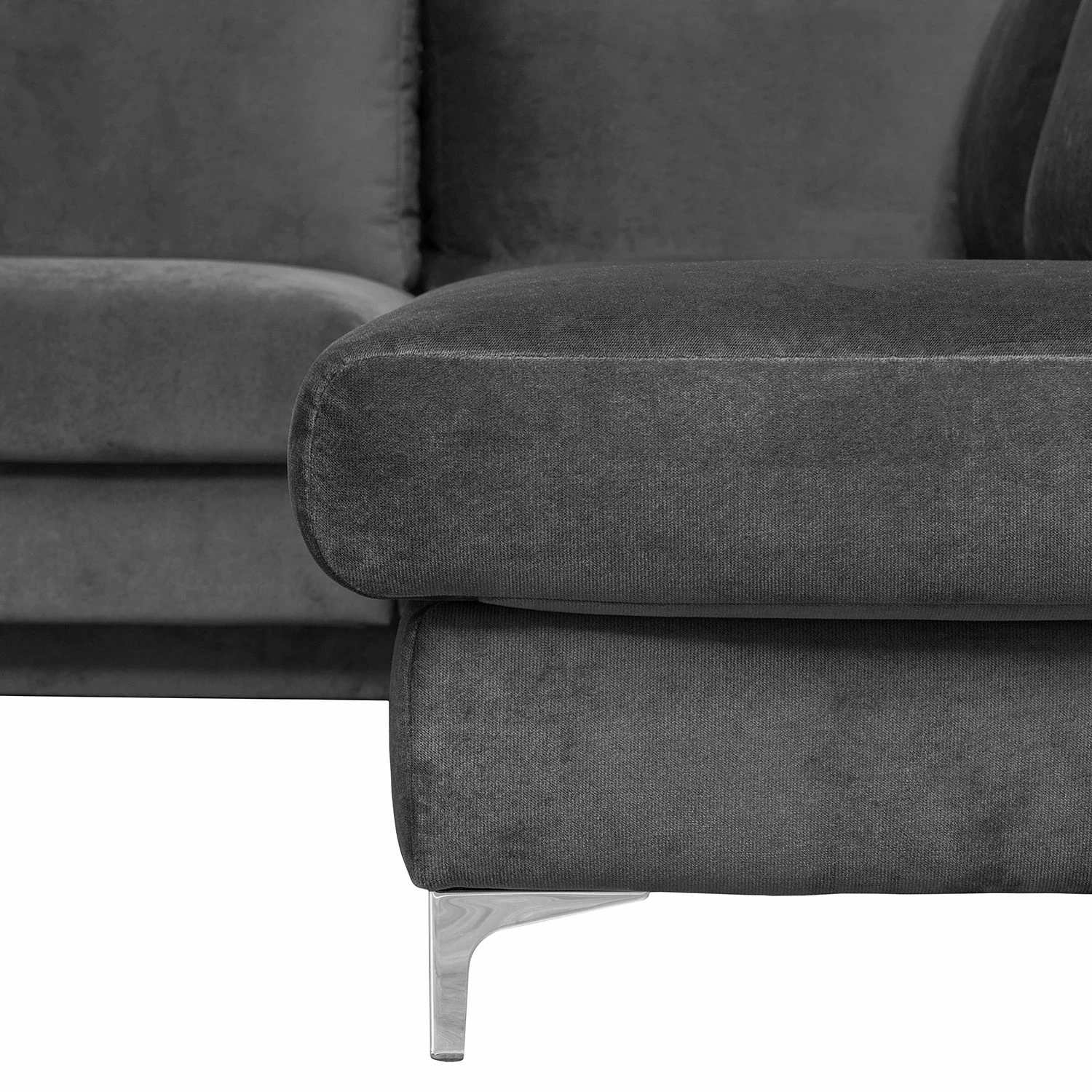 Jack & Alice Canapé d’angle Baitz I - Tissu - Velours Krysia: Anthracite - Méridienne longue à droite (vue de face) 18 Jack & Alice Canapé d’angle Baitz I - Tissu - Velours Krysia: Anthracite - Méridienne longue à droite (vue de face) – Image 16