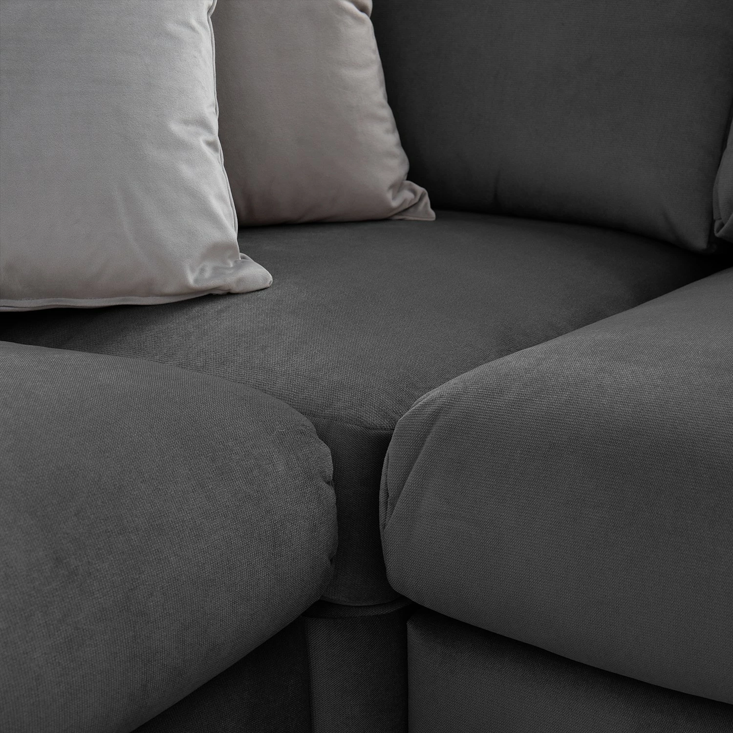 Jack & Alice Canapé d’angle Baitz I - Tissu - Velours Krysia: Anthracite - Méridienne longue à droite (vue de face) 14 Jack & Alice Canapé d’angle Baitz I - Tissu - Velours Krysia: Anthracite - Méridienne longue à droite (vue de face) – Image 12