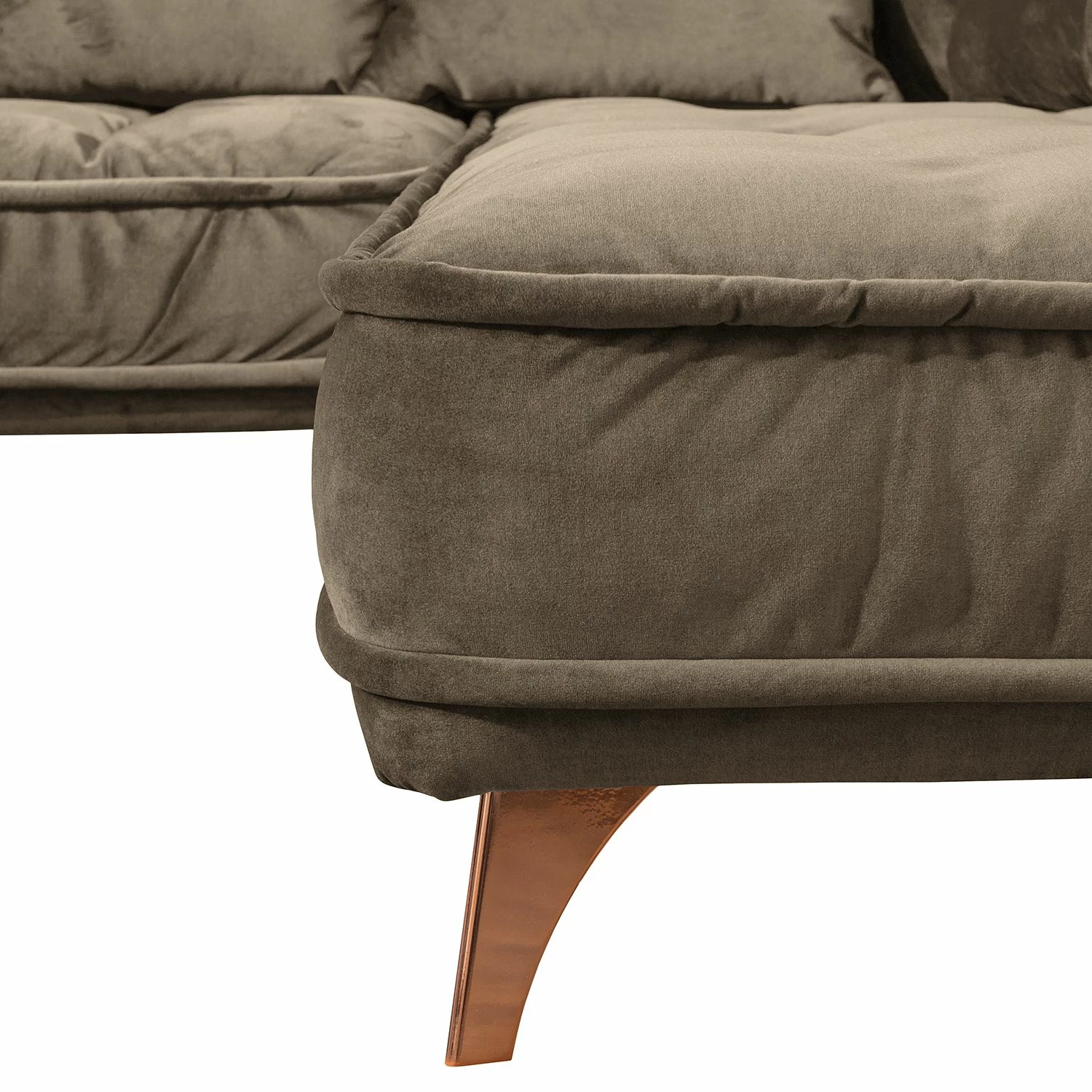 Jack & Alice Canapé d’angle Polich - Velours - Marron - Méridienne longue à droite (vue de face) 12 Jack & Alice Canapé d’angle Polich - Velours - Marron - Méridienne longue à droite (vue de face) – Image 10