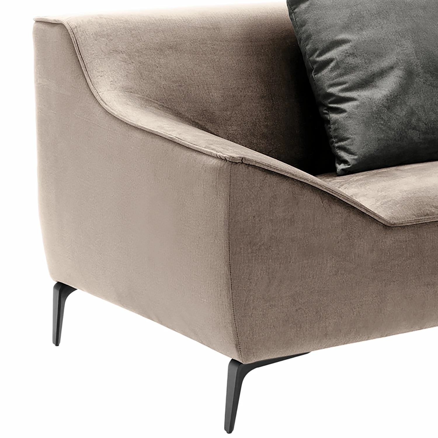 Jack & Alice Canapé d’angle Rosas I - Velours - Cappuccino - Méridienne courte à droite (vue de face) 6 Jack & Alice Canapé d’angle Rosas I - Velours - Cappuccino - Méridienne courte à droite (vue de face) – Image 4