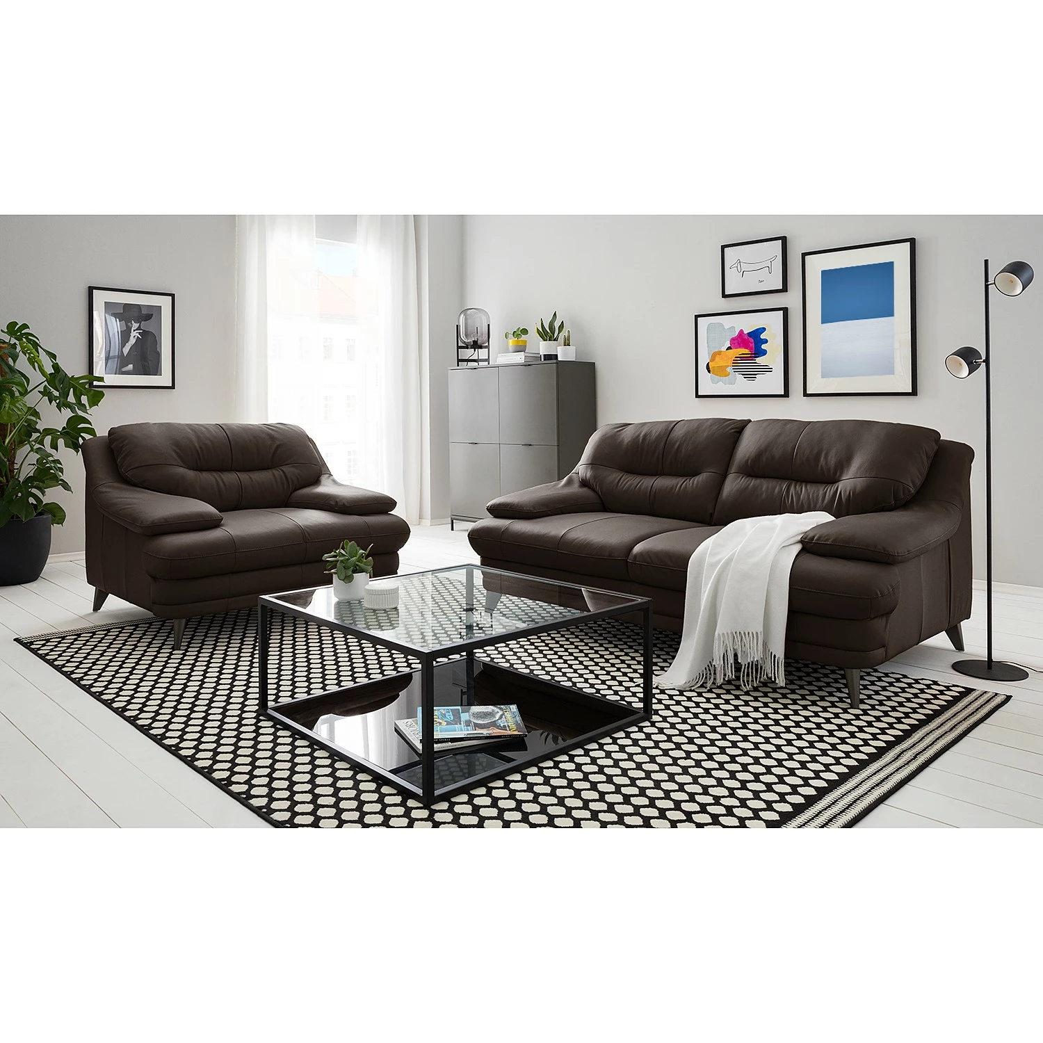 Fredriks Fauteuil Lutz II - Cuir véritable - Marron foncé 4 Fredriks Fauteuil Lutz II - Cuir véritable - Marron foncé – Image 2