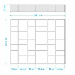 Loftscape Bibliothèque Emporior IV - Blanc crème - Largeur : 260 cm -loftscape Boutique 1000167456 190507 15565300005 GALLERYIMAGES P000000001000167456