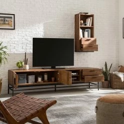 Ars manufacti Meuble TV Grasby III - Pin recyclé / Métal - Pin foncé / Noir -loftscape Boutique 1000168568 191126 17373500028 MOOD DETAILS P000000001000168568 mood