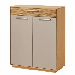 Voss Commode Loveno III - Partiellement en chêne massif / Métal - Taupe - Largeur : 86 cm