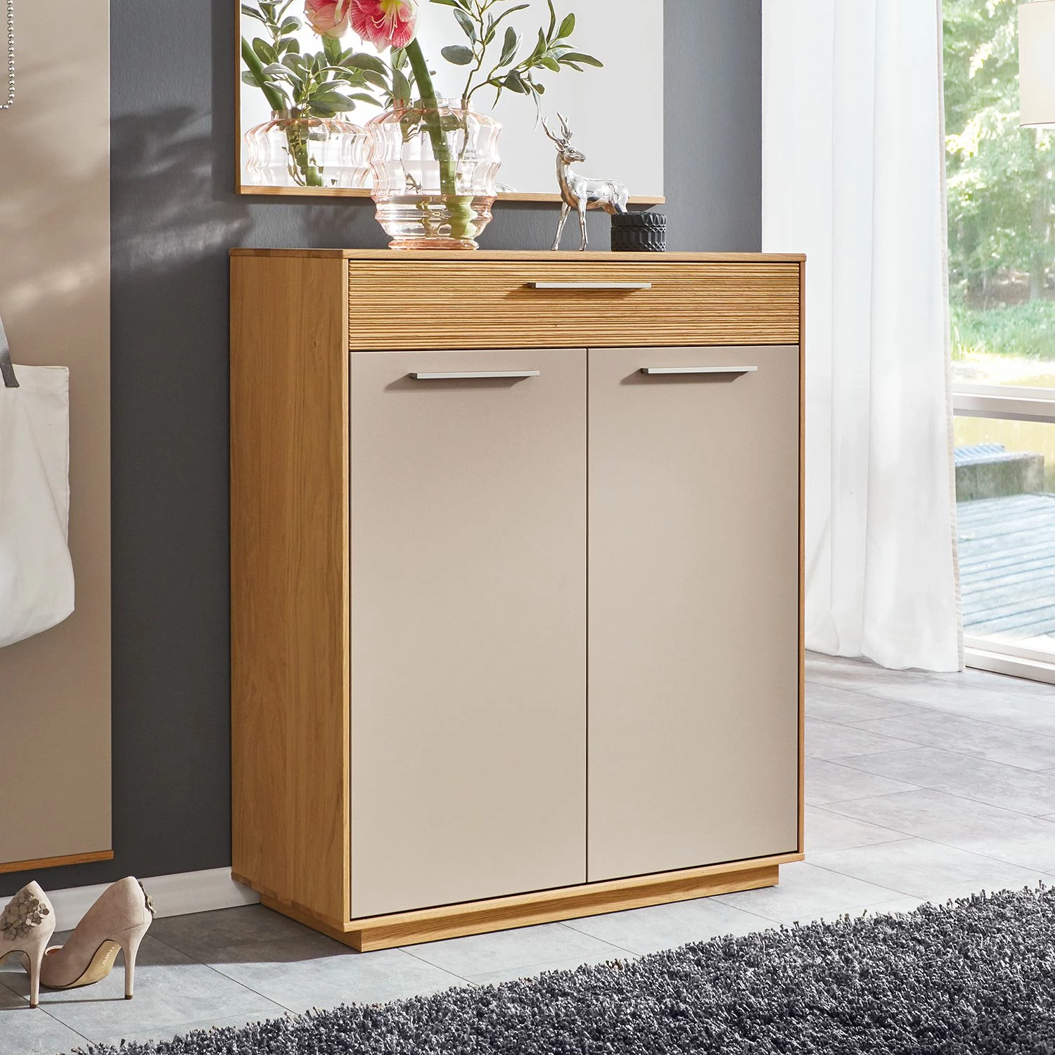 Voss Commode Loveno III - Partiellement en chêne massif / Métal - Taupe - Largeur : 86 cm 4 Voss Commode Loveno III - Partiellement en chêne massif / Métal - Taupe - Largeur : 86 cm – Image 2