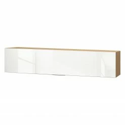 Maja Möbel Meuble murale Shino I - Verre blanc / Imitation chêne de Riviera - Largeur : 180 cm