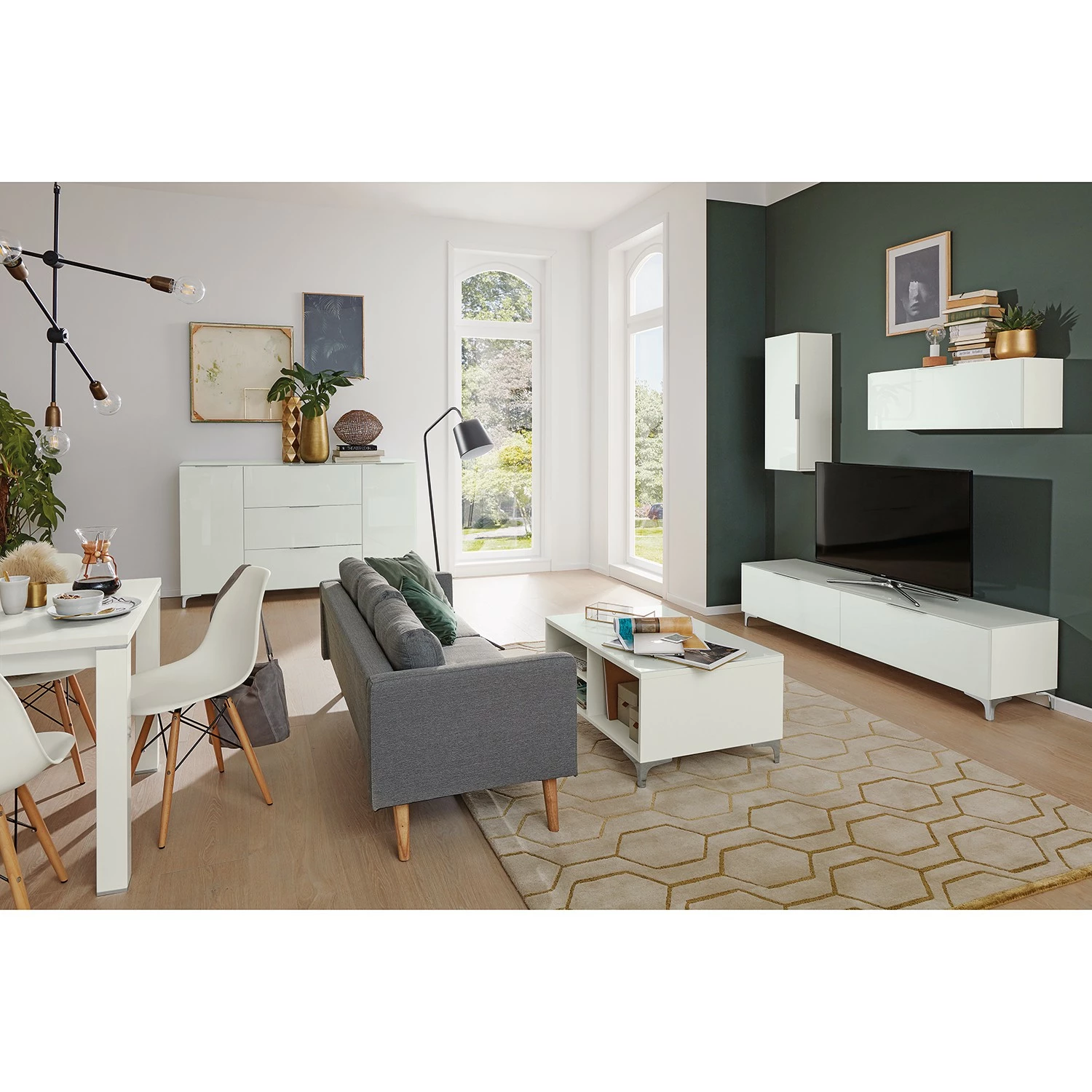 Maja Möbel Meuble murale Shino II - Verre blanc / Blanc 5 Maja Möbel Meuble murale Shino II - Verre blanc / Blanc – Image 3