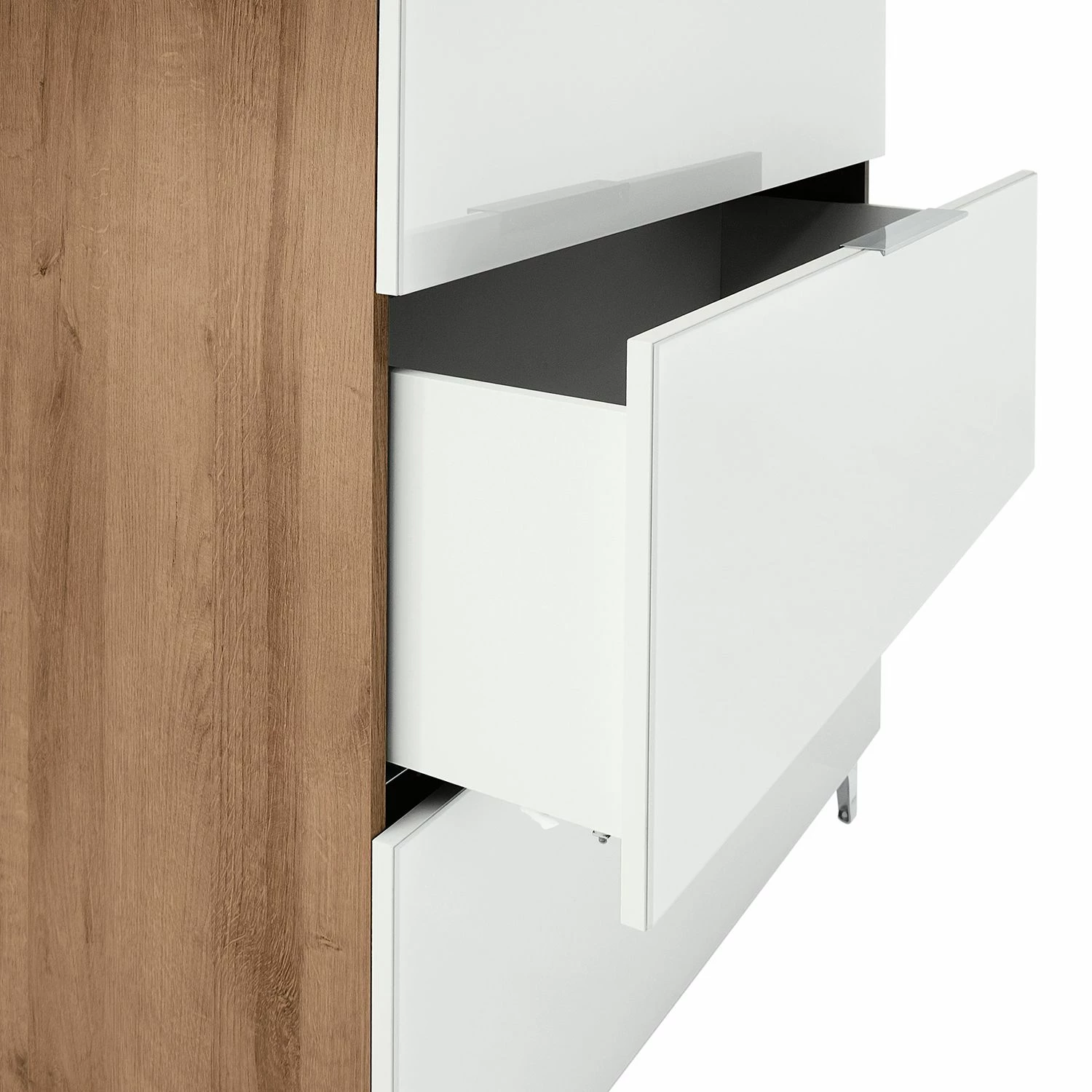 Maja Möbel Commode Shino I - Verre blanc / Imitation chêne de Riviera - Hauteur : 109 cm 6 Maja Möbel Commode Shino I - Verre blanc / Imitation chêne de Riviera - Hauteur : 109 cm – Image 4