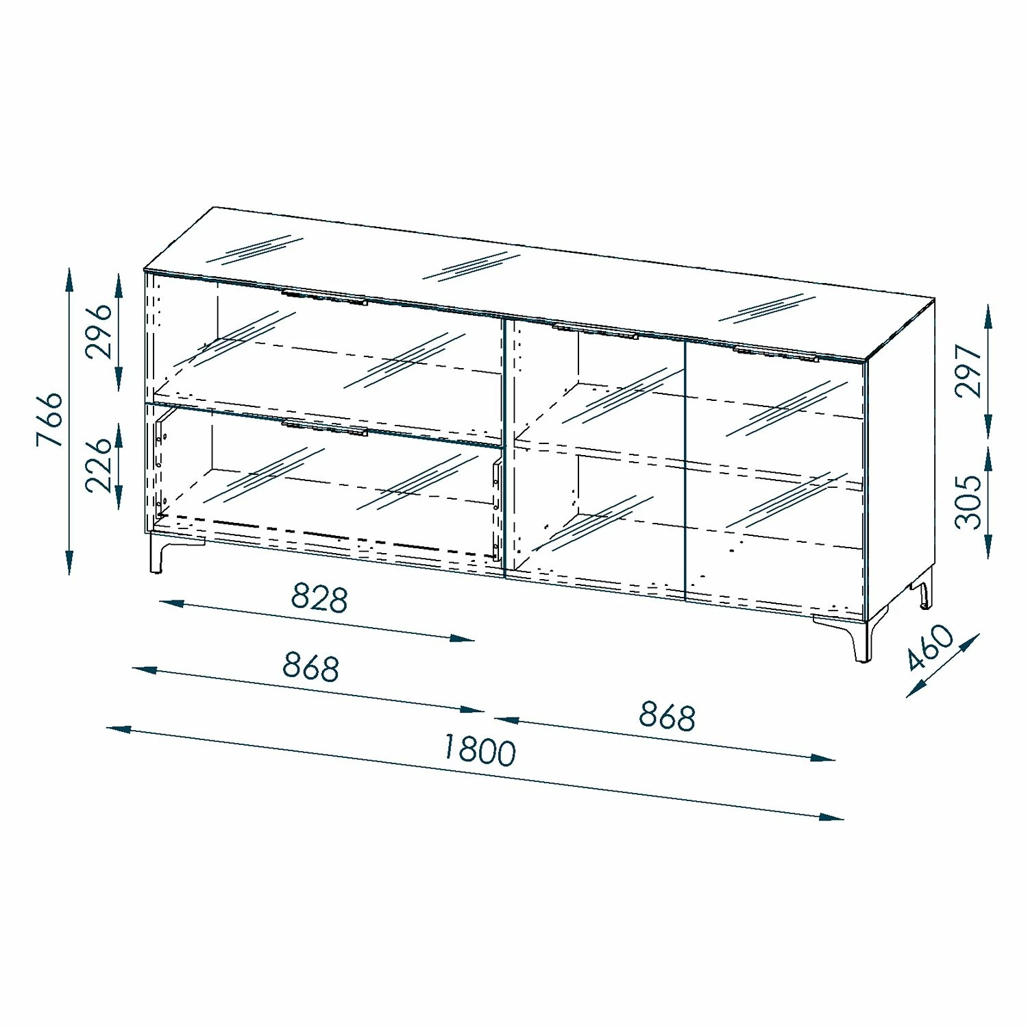 Maja Möbel Buffet Shino II - Verre blanc / Imitation chêne de Riviera 6 Maja Möbel Buffet Shino II - Verre blanc / Imitation chêne de Riviera – Image 4