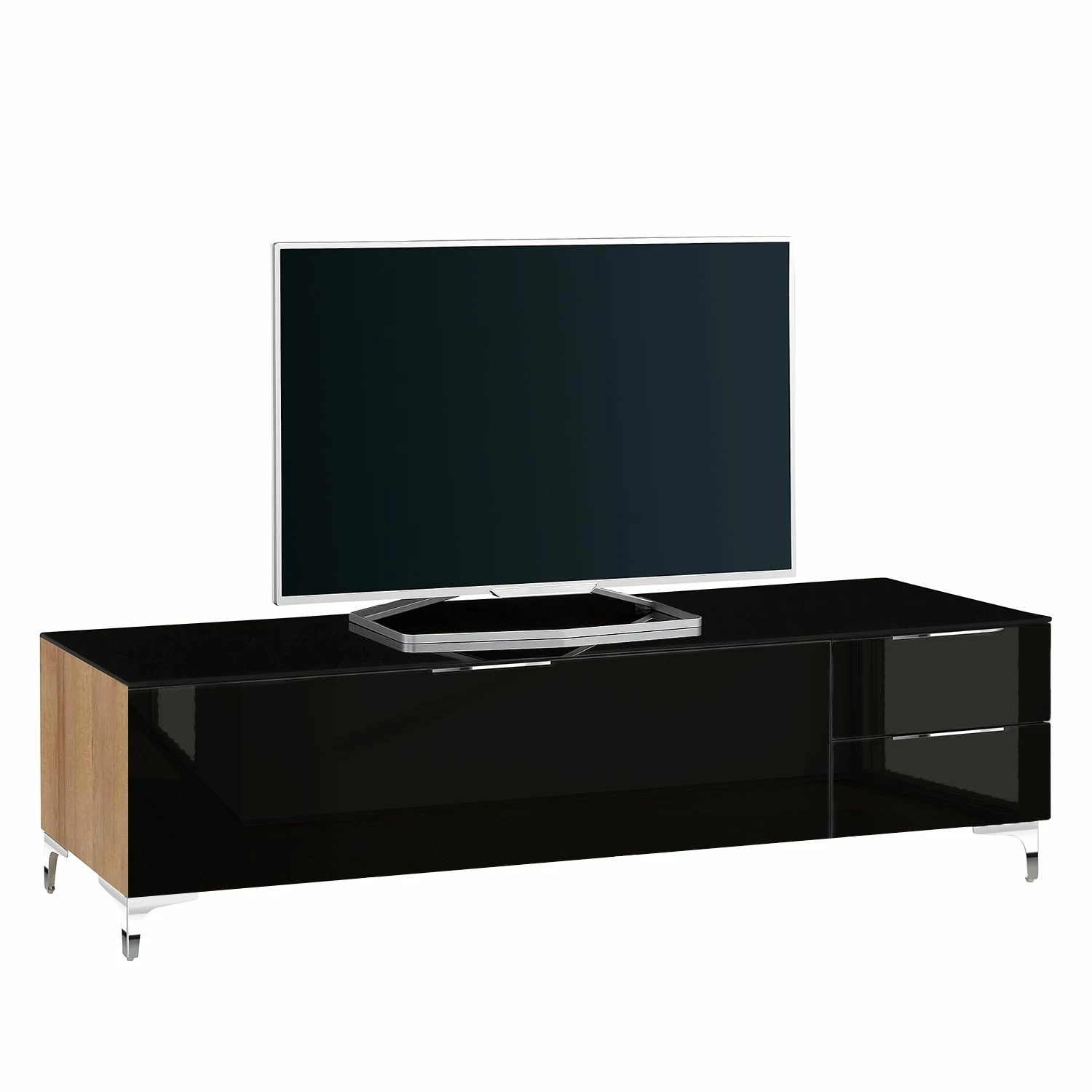 Maja Möbel Meuble TV Shino IV - Verre noir / Imitation chêne de Riviera 3 Maja Möbel Meuble TV Shino IV - Verre noir / Imitation chêne de Riviera