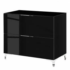 Maja Möbel Commode Shino I - Verre noir / Noir - Hauteur : 77 cm