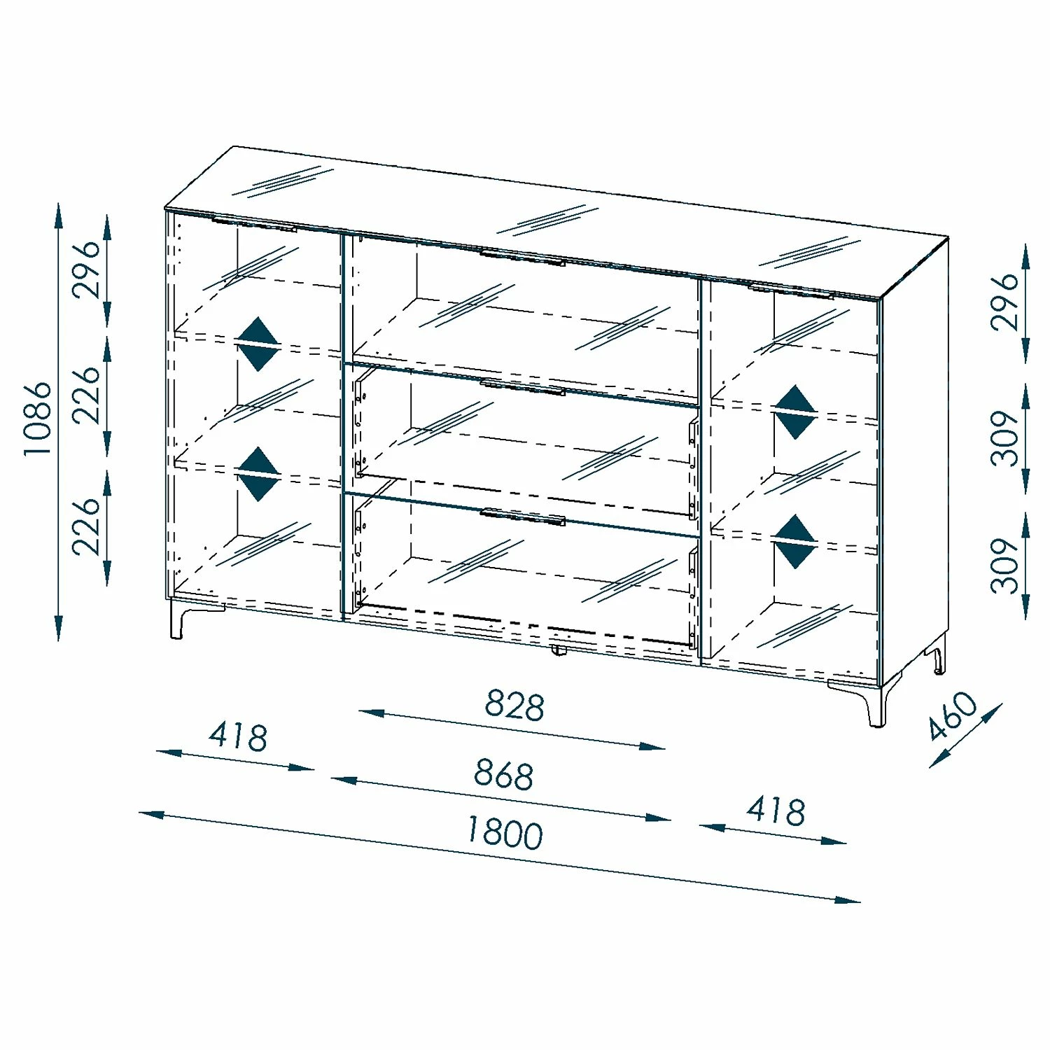 Maja Möbel Commode Shino IV - Verre noir / Noir 6 Maja Möbel Commode Shino IV - Verre noir / Noir – Image 4
