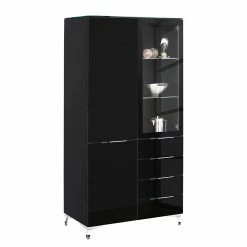 Maja Möbel Vitrine Shino - Verre noir / Noir