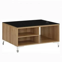 Maja Möbel Table basse Shino - Verre noir / Imitation chêne de Riviera