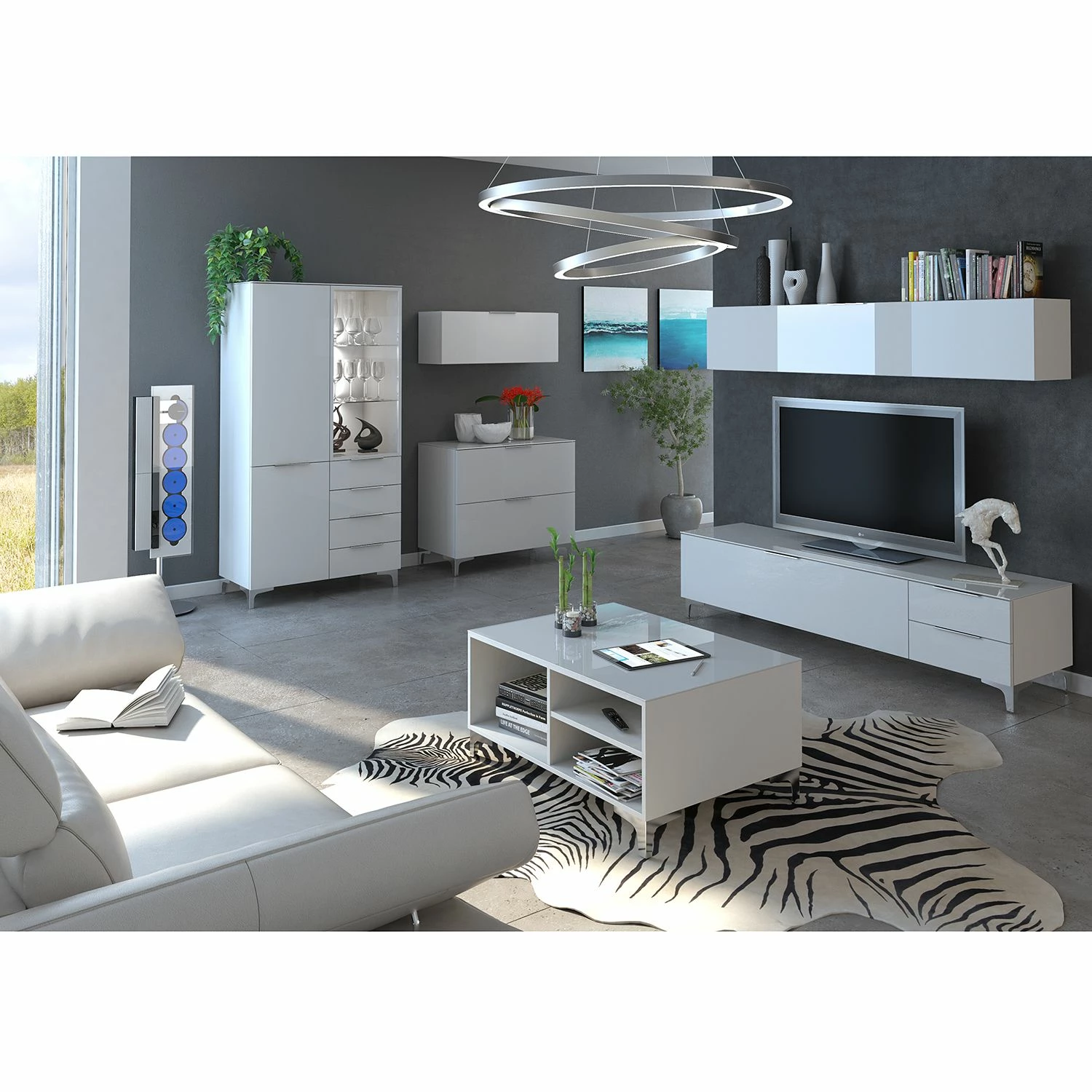 Maja Möbel Vitrine Shino - Verre blanc / Blanc 4 Maja Möbel Vitrine Shino - Verre blanc / Blanc – Image 2