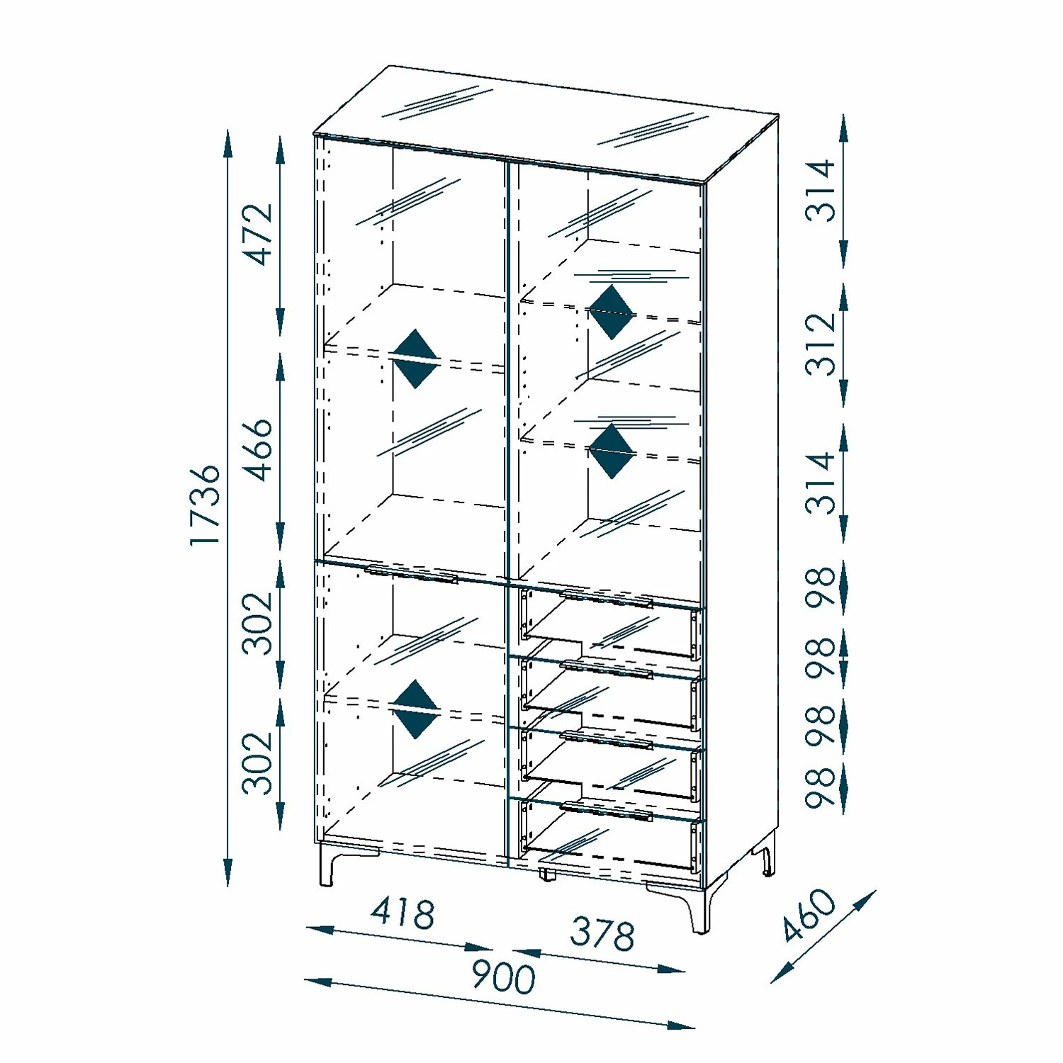 Maja Möbel Vitrine Shino - Verre blanc / Blanc 7 Maja Möbel Vitrine Shino - Verre blanc / Blanc – Image 5