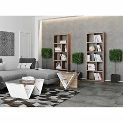 Temahome Étagère Berlin - Blanc mat - Placage noyer véritable - 70 x 198 cm -loftscape Boutique 1000171058 201016 13301200372 MOOD DETAILS P000000001000171058 mood