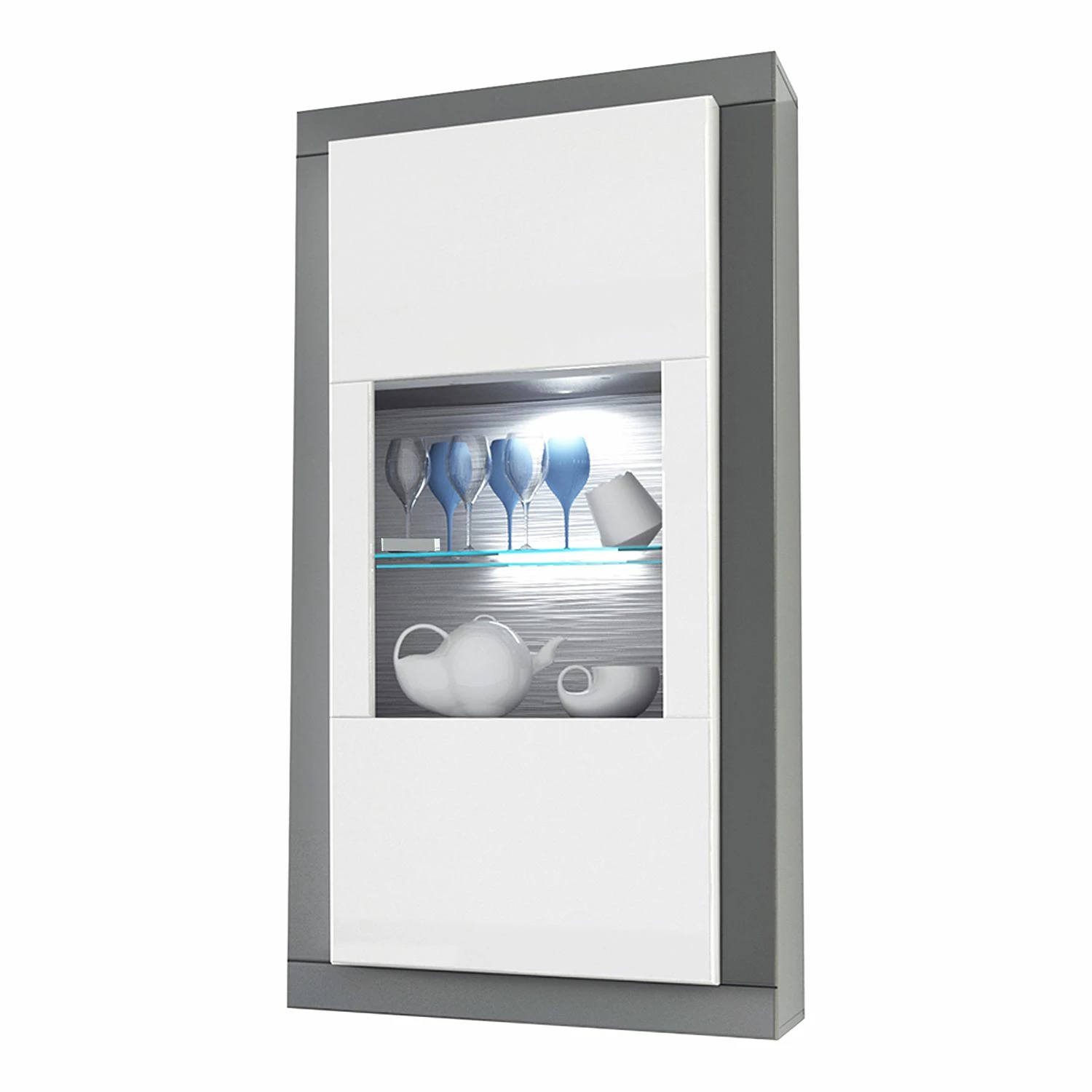 Loftscape Vitrine murale Curlewis - Blanc brillant / Anthracite 3 Loftscape Vitrine murale Curlewis - Blanc brillant / Anthracite