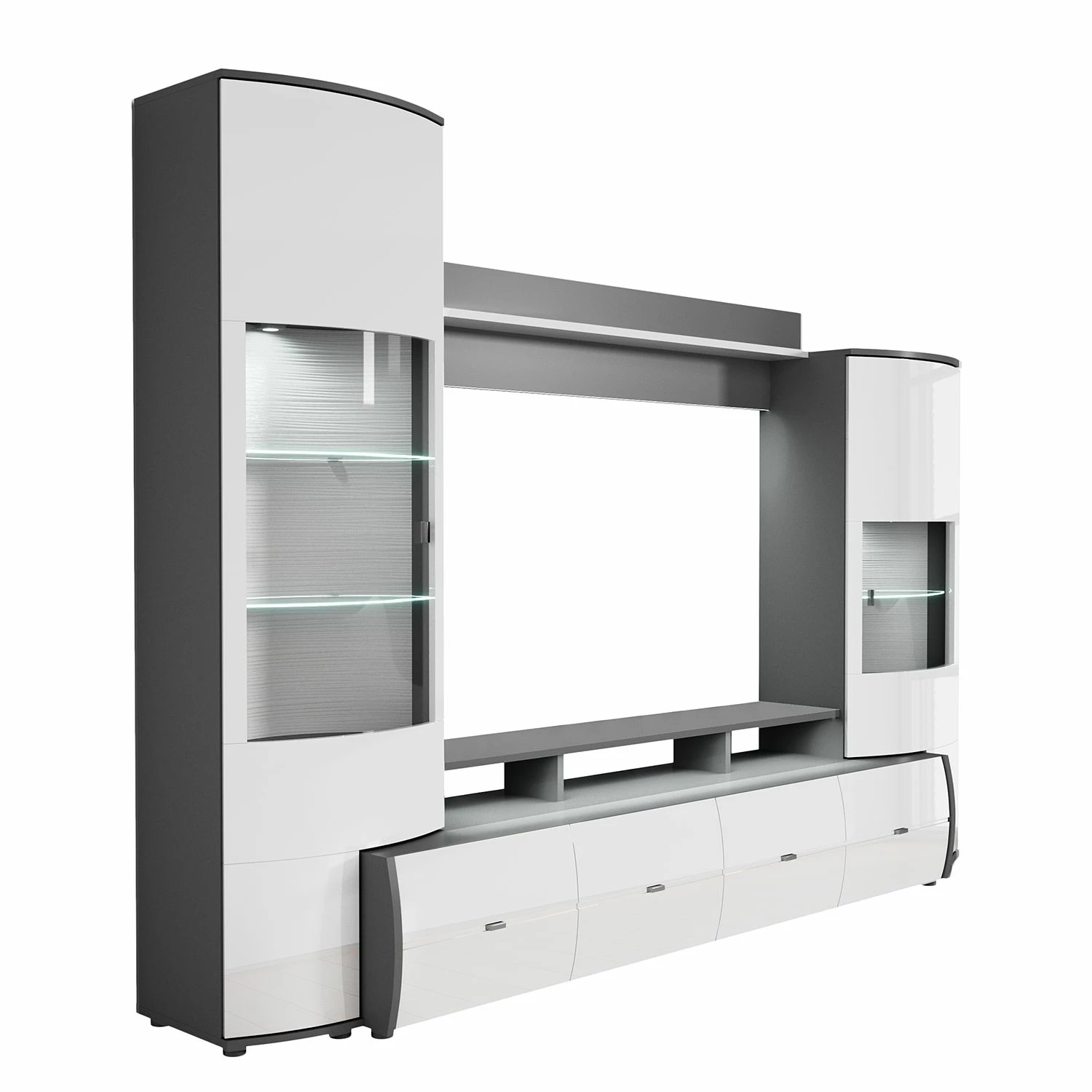 Loftscape Ensemble meubles TV Mury (4 éléments) - Blanc brillant / Anthracite 7 Loftscape Ensemble meubles TV Mury (4 éléments) - Blanc brillant / Anthracite – Image 5