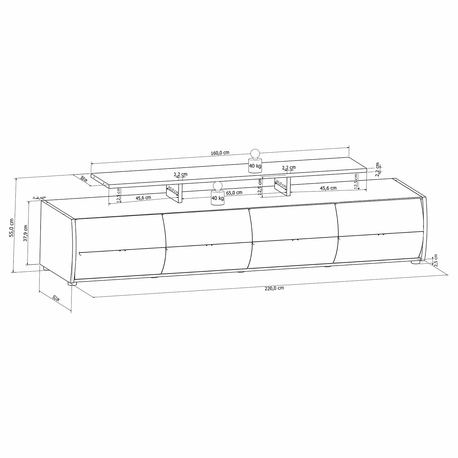 Loftscape Ensemble meubles TV Mury (4 éléments) - Blanc brillant / Anthracite 12 Loftscape Ensemble meubles TV Mury (4 éléments) - Blanc brillant / Anthracite – Image 10