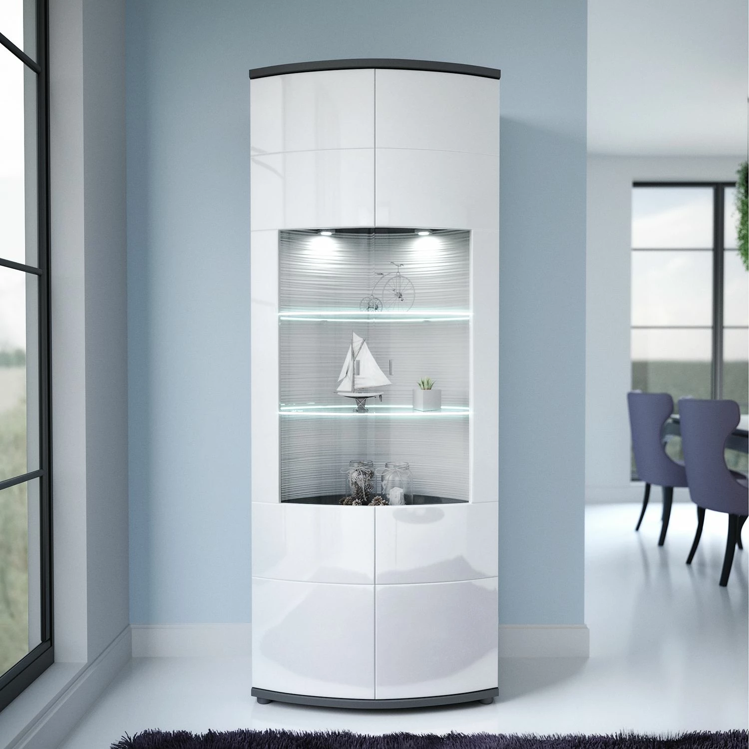 Loftscape Vitrine Mury - Blanc brillant / Anthracite 4 Loftscape Vitrine Mury - Blanc brillant / Anthracite – Image 2