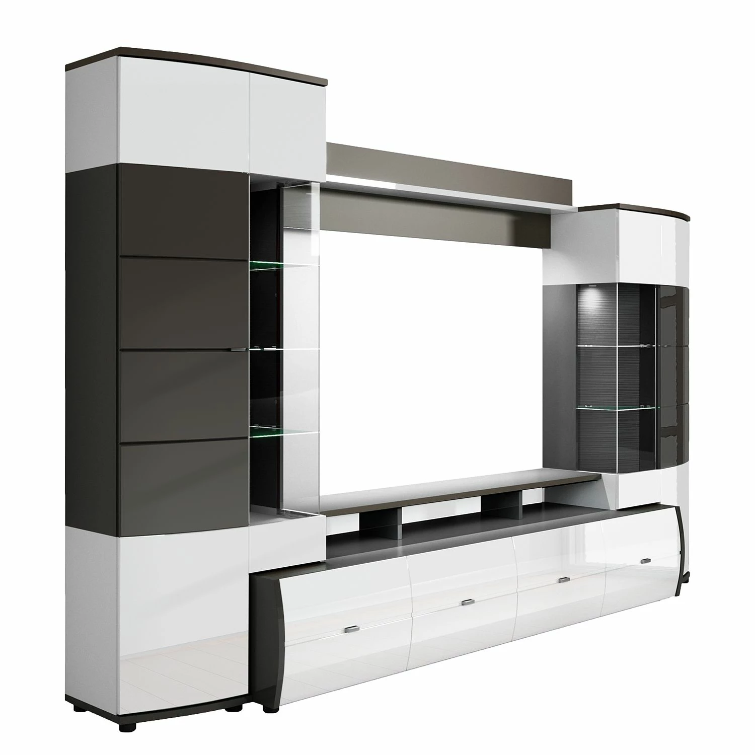 Loftscape Ensemble meubles TV Intento (4 éléments) - Blanc brillant / anthracite 7 Loftscape Ensemble meubles TV Intento (4 éléments) - Blanc brillant / anthracite – Image 5