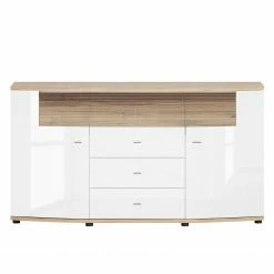Loftscape Buffet Jaguare - Blanc brillant / Imitation chêne Ribbeck
