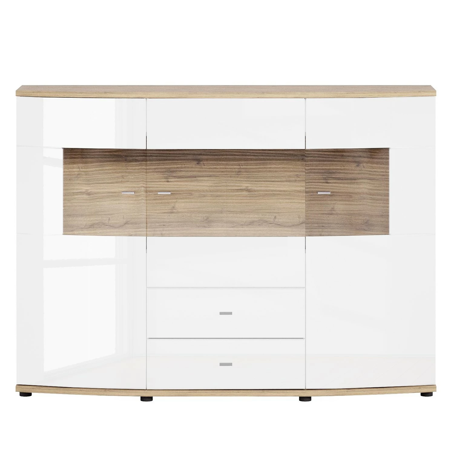 Loftscape Buffet haut Jaguare - Blanc brillant / Imitation chêne Ribbeck 3 Loftscape Buffet haut Jaguare - Blanc brillant / Imitation chêne Ribbeck