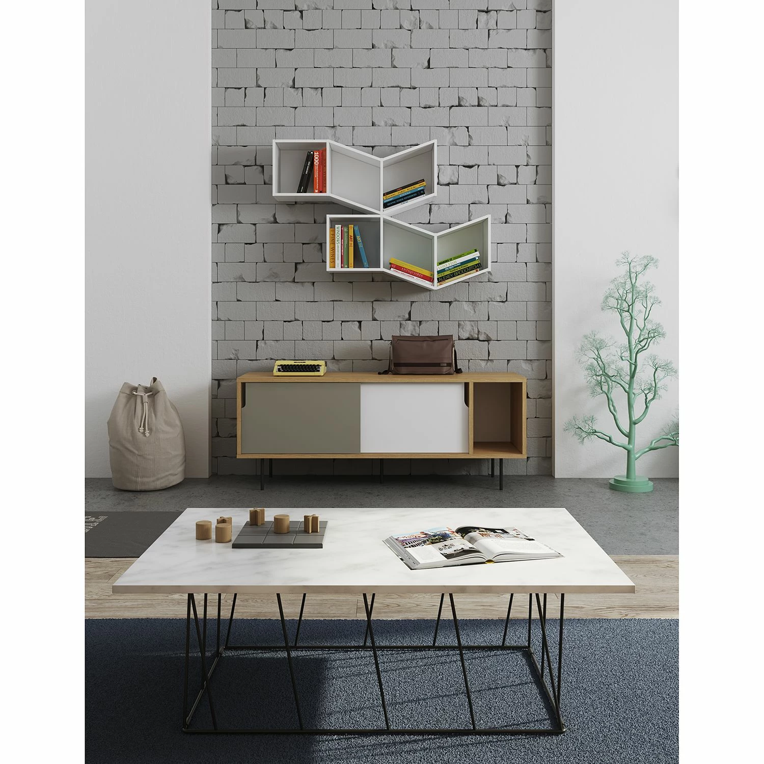 Temahome Buffet Noa II - Blanc / Gris minéral - Chêne 4 Temahome Buffet Noa II - Blanc / Gris minéral - Chêne – Image 2