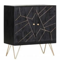 Jack & Alice Commode Towa II - Acacia massif / Métal - Noir / Or