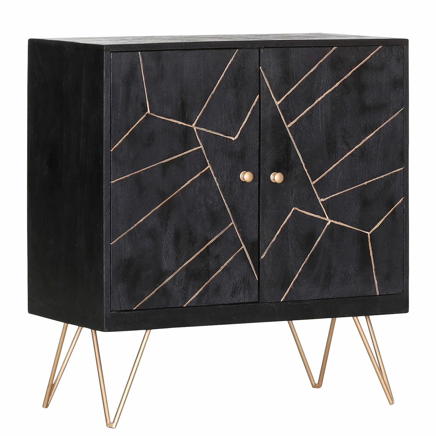 Jack & Alice Commode Towa II - Acacia massif / Métal - Noir / Or 3 Jack & Alice Commode Towa II - Acacia massif / Métal - Noir / Or