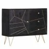 Jack & Alice Commode Towa I - Acacia massif / Métal - Noir / Or