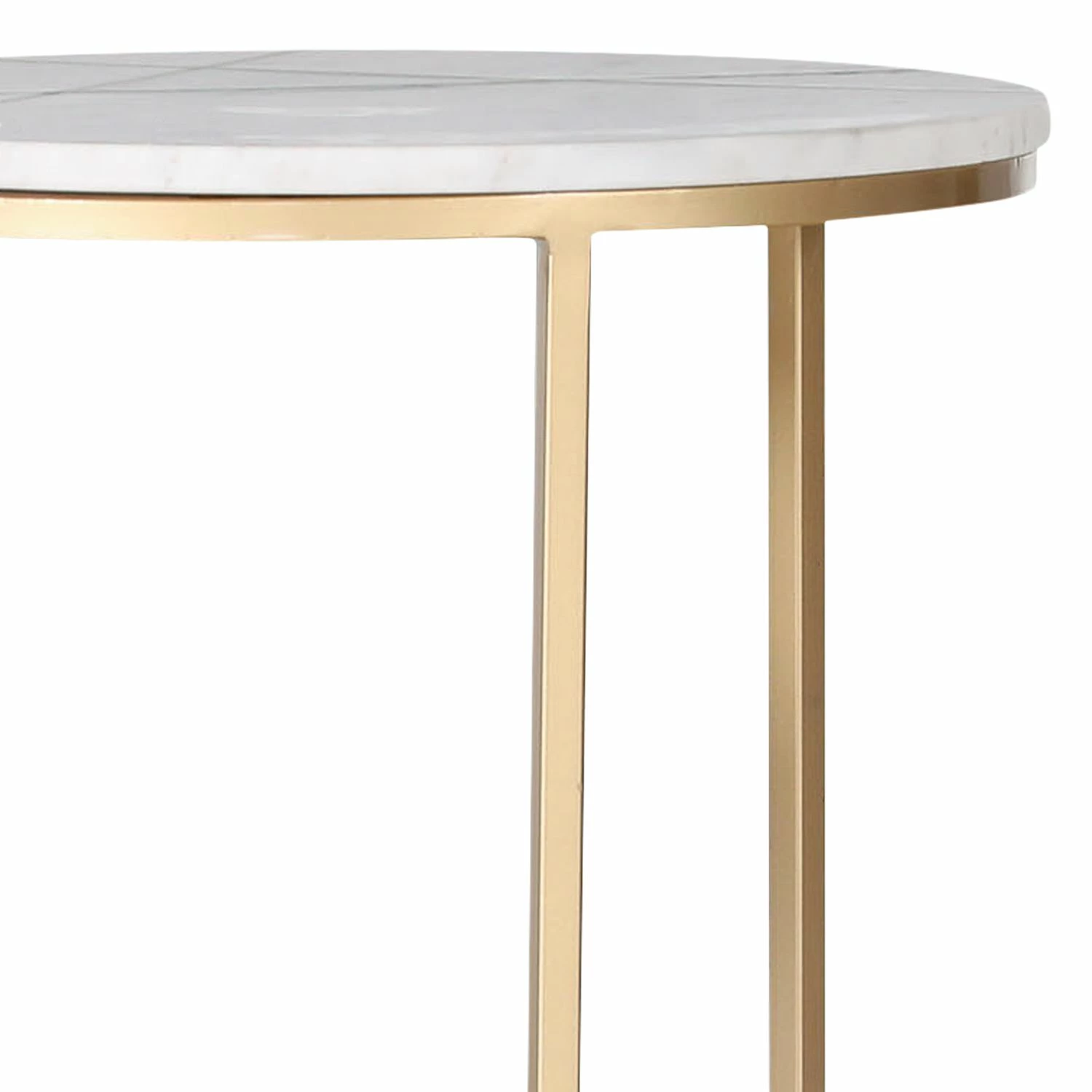 Jack & Alice Bouts de canapé Ryo (2 éléments) - Marbre / Métal - Marbre blanc / Doré 4 Jack & Alice Bouts de canapé Ryo (2 éléments) - Marbre / Métal - Marbre blanc / Doré – Image 2