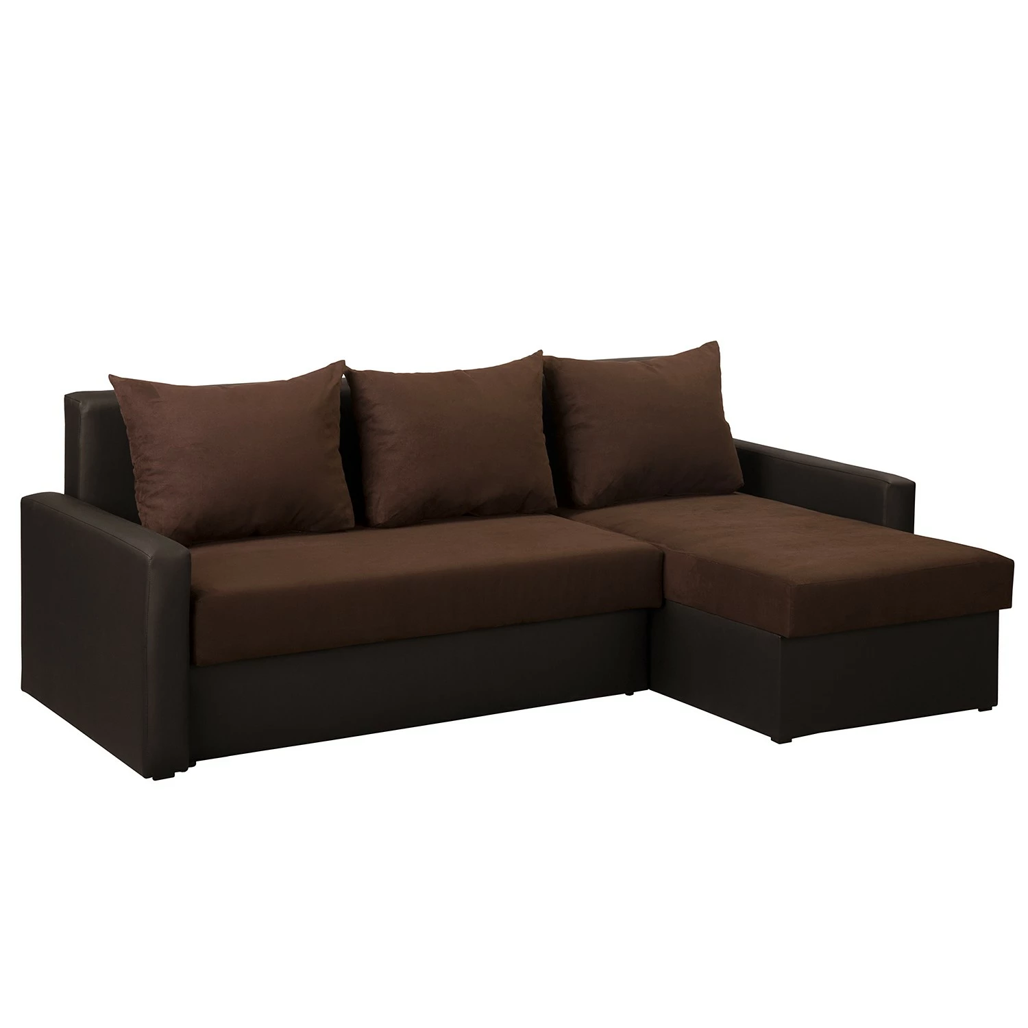 Fredriks Canapé d’angle Kardinya - Imitation cuir / Microfibre - Marron foncé - Méridienne courte à droite (vue de face) 3 Fredriks Canapé d’angle Kardinya - Imitation cuir / Microfibre - Marron foncé - Méridienne courte à droite (vue de face)