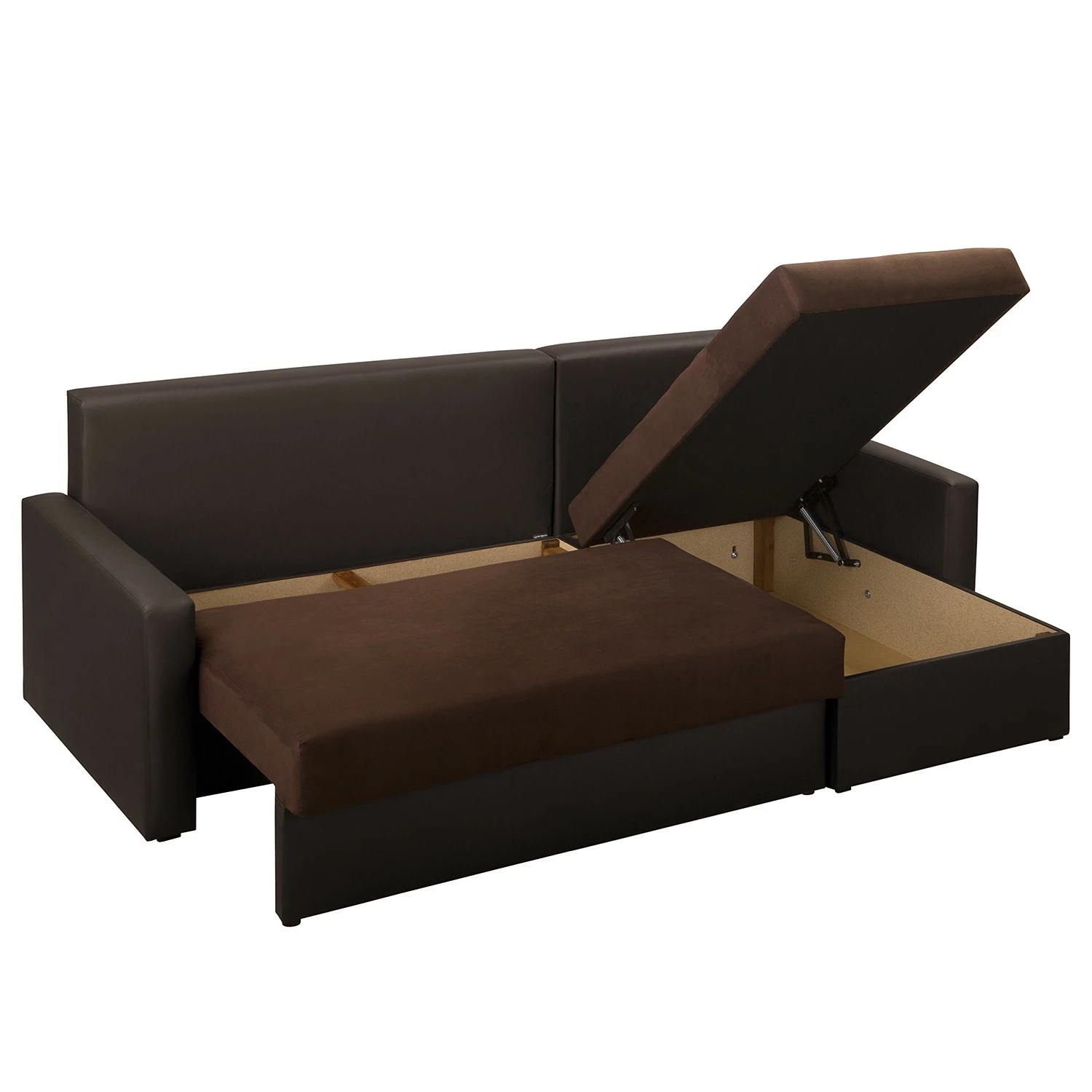 Fredriks Canapé d’angle Kardinya - Imitation cuir / Microfibre - Marron foncé - Méridienne courte à droite (vue de face) 6 Fredriks Canapé d’angle Kardinya - Imitation cuir / Microfibre - Marron foncé - Méridienne courte à droite (vue de face) – Image 4