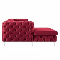 Jack & Alice Canapé d’angle Leominster - Velours - Bordeaux - Méridienne longue à gauche (vue de face) -loftscape Boutique 1000176174 190607 15400300019 GALLERYIMAGES P000000001000176174