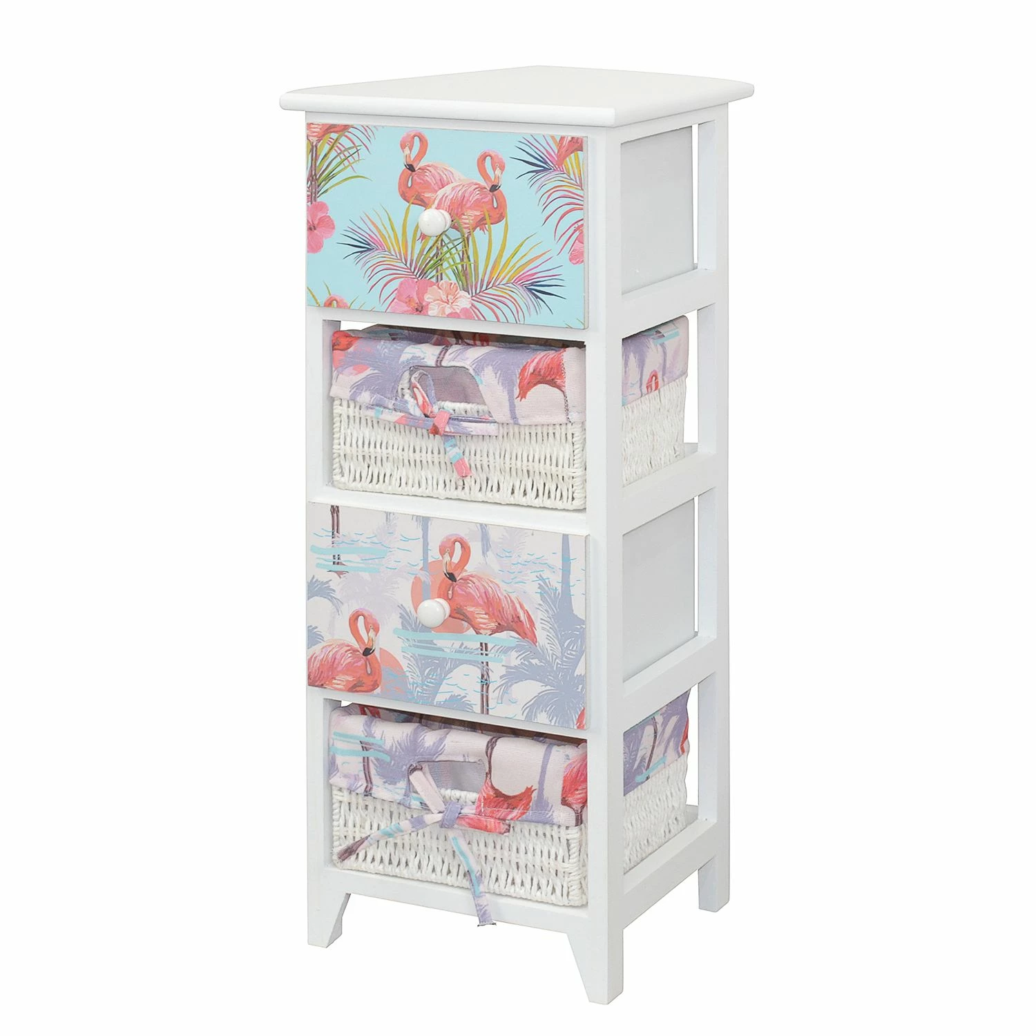 Ridgevalley Commode Razlog - Partiellement en paulownia massif - Blanc / Multicolore - Hauteur : 74 cm 3 Ridgevalley Commode Razlog - Partiellement en paulownia massif - Blanc / Multicolore - Hauteur : 74 cm