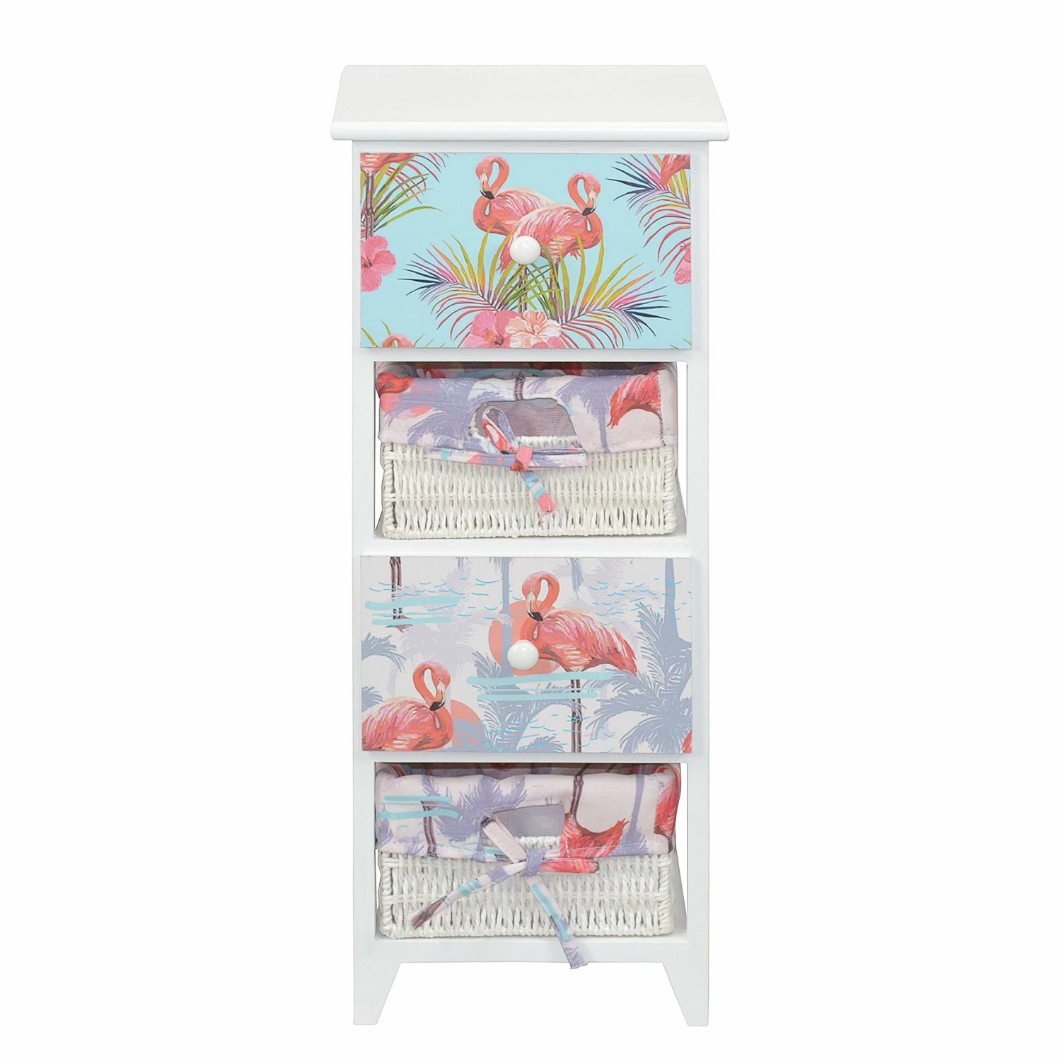 Ridgevalley Commode Razlog - Partiellement en paulownia massif - Blanc / Multicolore - Hauteur : 74 cm 4 Ridgevalley Commode Razlog - Partiellement en paulownia massif - Blanc / Multicolore - Hauteur : 74 cm – Image 2