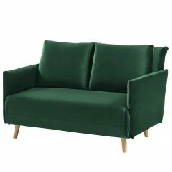 Jack & Alice Canapé convertible Lobau II - Velours - Vert foncé