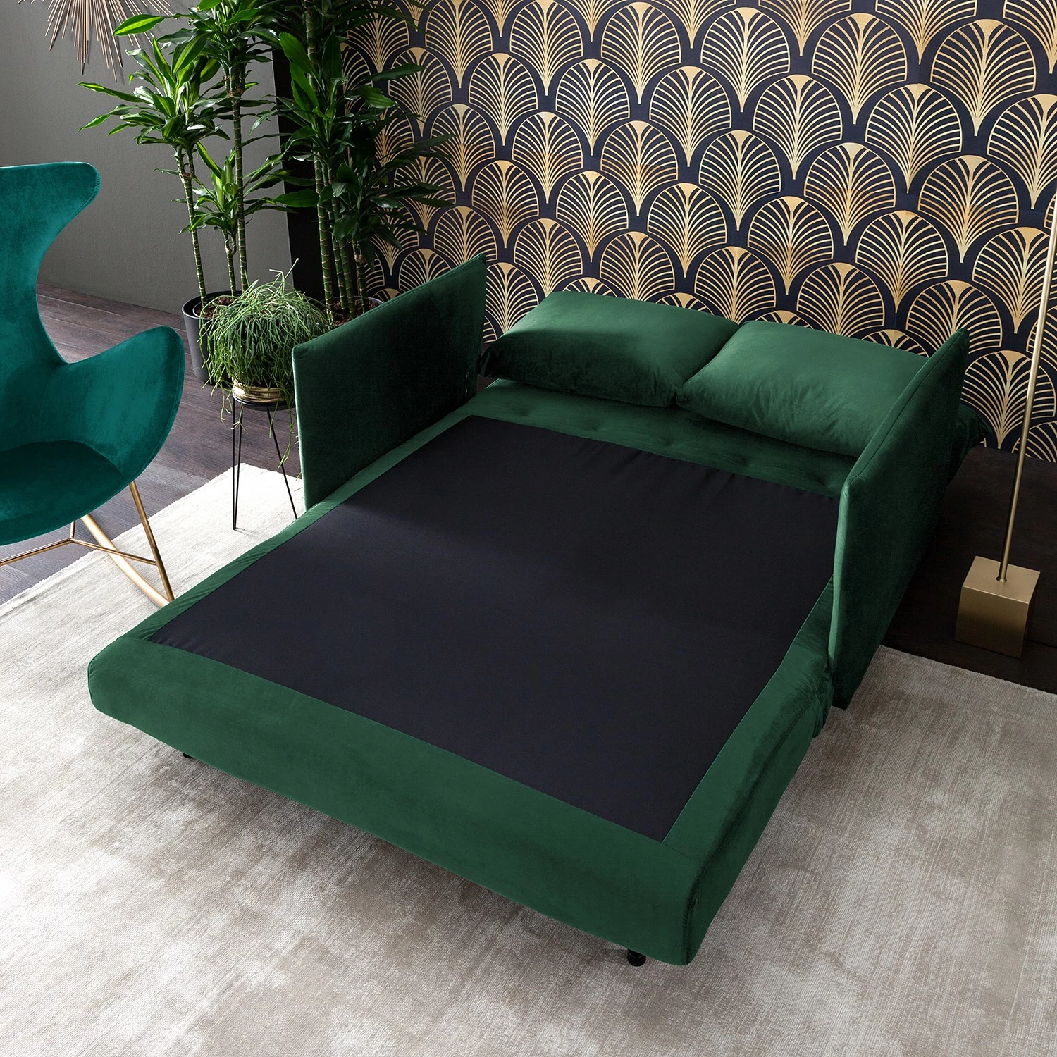 Jack & Alice Canapé convertible Lobau II - Velours - Vert foncé 14 Jack & Alice Canapé convertible Lobau II - Velours - Vert foncé – Image 12