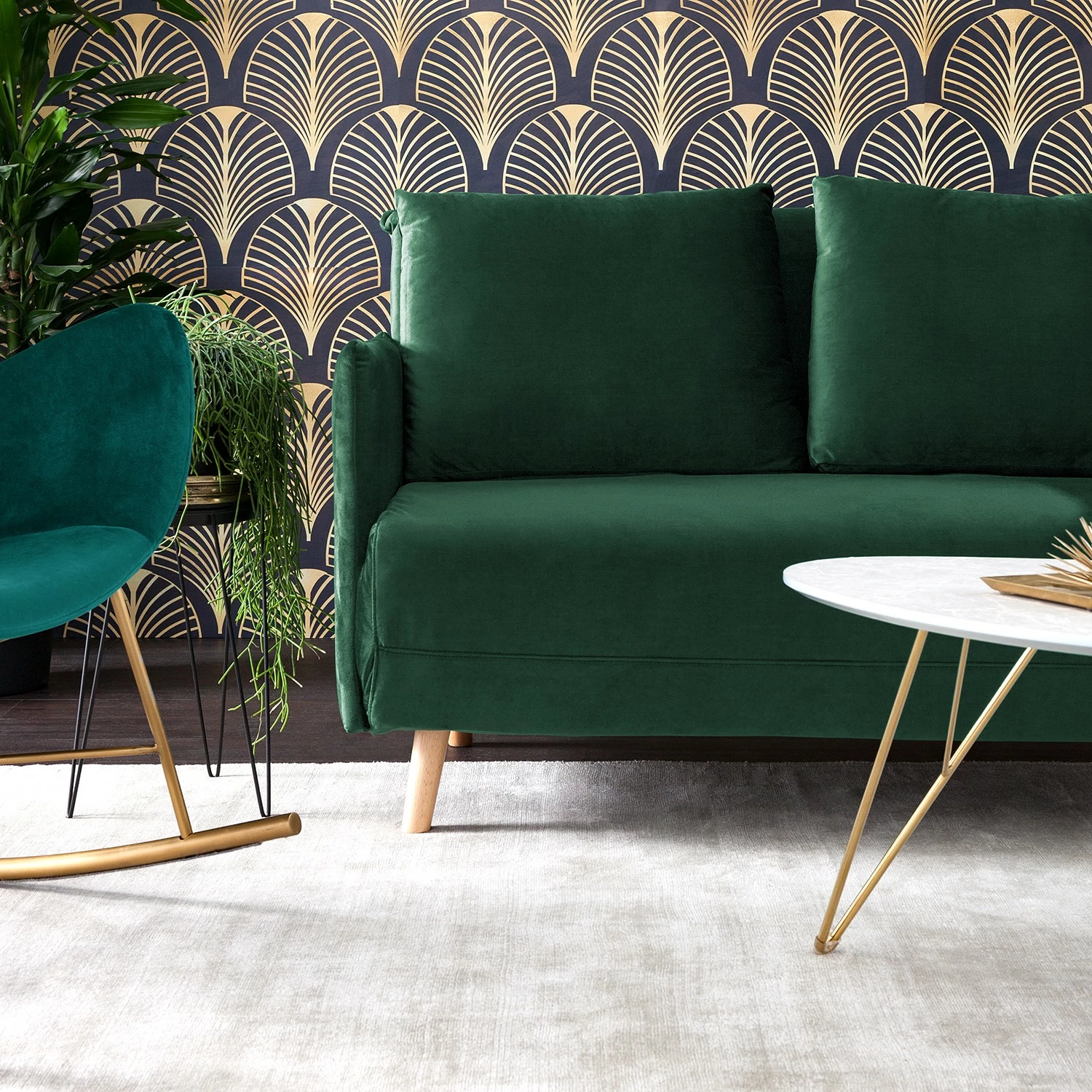 Jack & Alice Canapé convertible Lobau II - Velours - Vert foncé 13 Jack & Alice Canapé convertible Lobau II - Velours - Vert foncé – Image 11