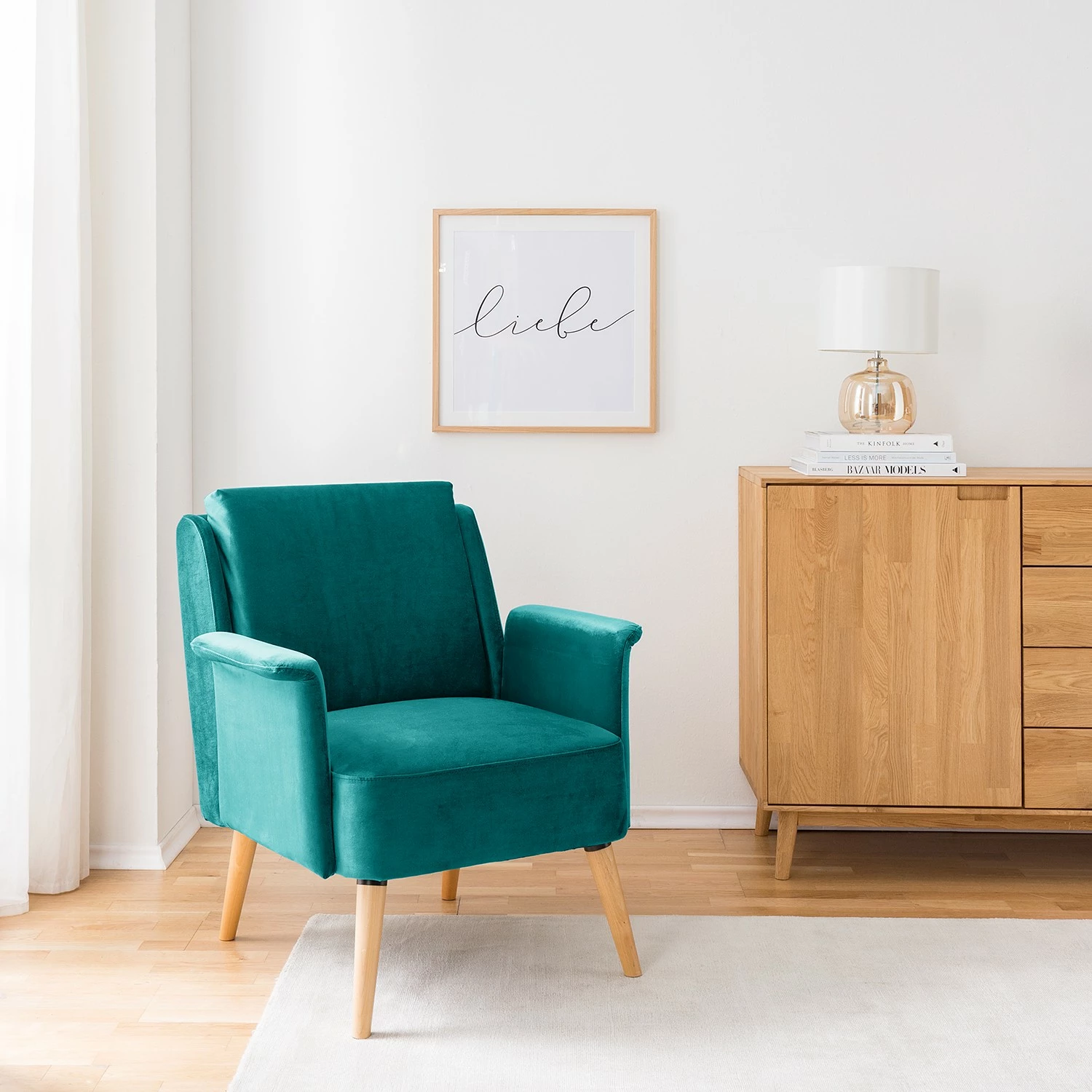 Mørteens Fauteuil Karnup - Velours - Bleu pétrole 4 Mørteens Fauteuil Karnup - Velours - Bleu pétrole – Image 2