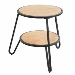 Mørteens Bout de canapé Beerse - Placage en bois véritable - Chêne / Noir