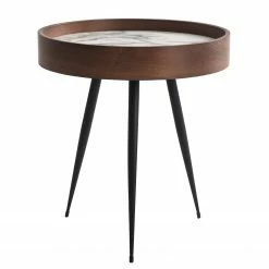 Mørteens Bout de canapé Melz - Partiellement en chêne - Imitation marbre marron / Noir